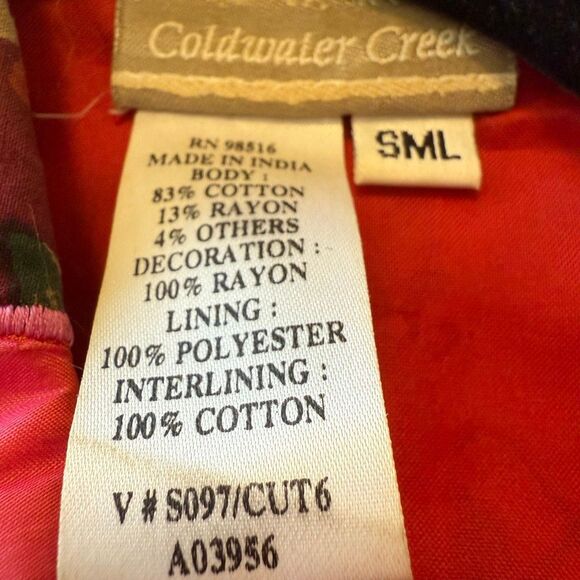 Vintage Coldwater Creek Patchwork, Embroidered Jacket Sz M Artsy, Cottagecore - Picture 14 of 16